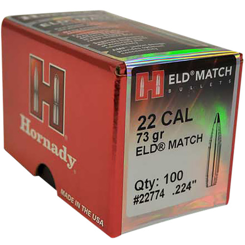 Hornady ELD Match 22 Cal .224 73gr Match Reloading Bullets 100 Count
