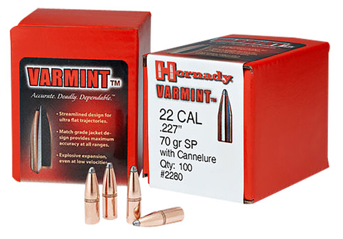 Hornady Traditional Varmint 22 Cal .224 50gr Spire Point Bullets 100/Box