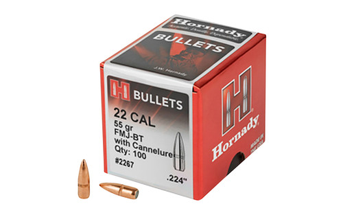 Hornady Traditional 22 Cal .224 55gr Full Metal Jacket Boat Tail Bullets 100/Box