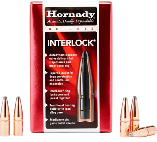 Hornady InterLock 30 Cal .308 165 gr Soft Point Bullets 100 Per Box