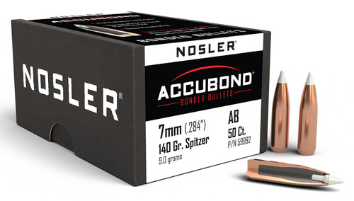 Nosler 59992 AccuBond 7mm 140gr Spitzer Point Hunting Bullets 50/Box