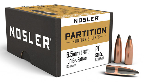 Nosler Partition 6.5 Creedmoor 100gr Spitzer Reloading Bullets 50/Box