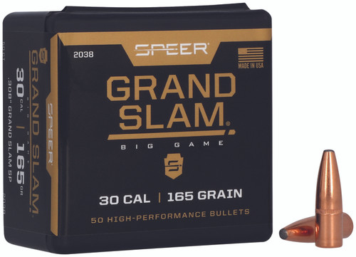 Speer 2038 Grand Slam 30 Cal 165gr Soft Point Reloading Bullets 50/Box
