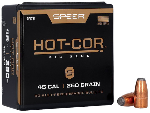 Speer 2478 Hot-Cor .45 Cal 350gr Soft Point Flat Nose Reloading Bullets 50/Box