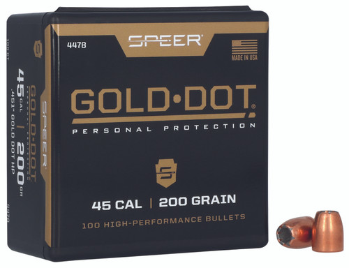 Speer 4478 Gold Dot .45 Cal 200gr Hollow Point Personal Protection Bullets 100/Box