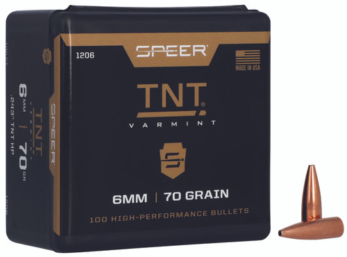 Speer TNT 6mm 70gr Jacketed Hollow Point Bullets 100 Per Box