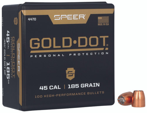 Speer Gold Dot Personal Protection 45 Cal 185gr Hollow Point Bullets 100 Per Box