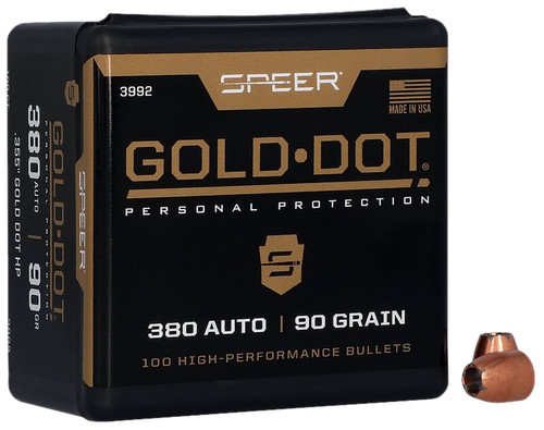 Speer 3992 Gold Dot 9mm .355 90gr Hollow Point Component Bullets 100/Box