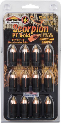 Harvester Scorpion 50 Cal 300gr .451 Polymer Tip Sabot Bullets 12-Pack