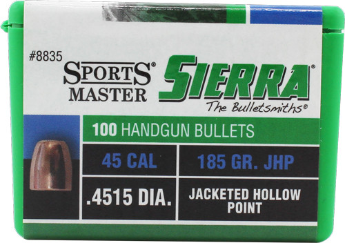 Sierra .45 Cal .4515 185gr JHP Reloading Bullets 100ct