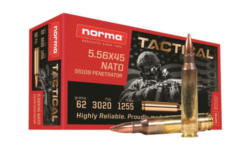Norma - 5.56x45 SS109 Penetrator Steel Core Like Green Tip FMJ 62gr Rifle Ammunition