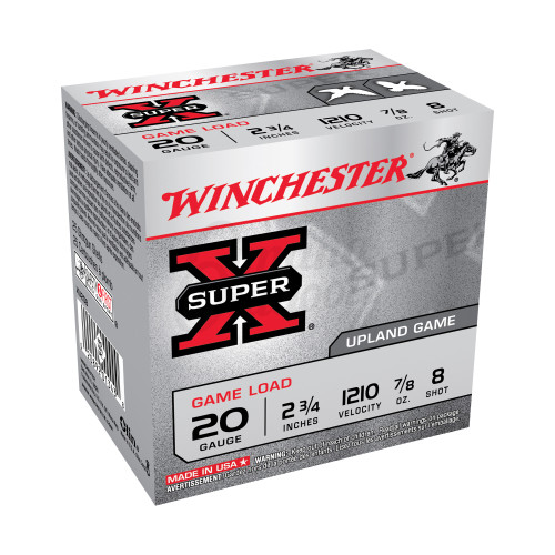 Winchester Super-X Game Load 20 Gauge 2.75 in. 7/8 oz. 8 Shot 25 rd.