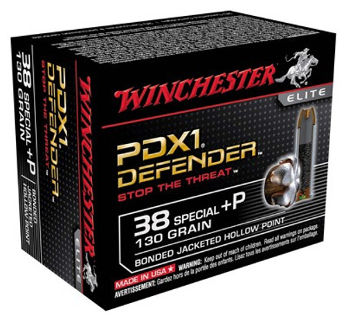 Winchester PDX1 Defender +P Bonded Jacket Hollow Point 130 Grain .38 Special 950 fps