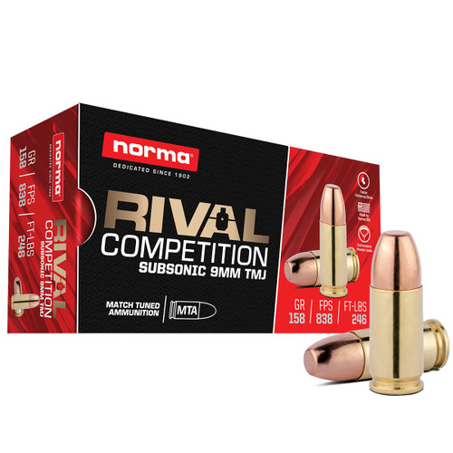 Norma 9mm Luger Rival 158 Grain Total Metal Jacket(TMJ) Subsonic Norma 9mm Luger Rival 158 Grain Total Metal Jacket(TMJ) Subsonic