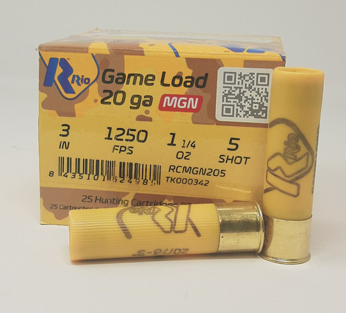 Rio Ammunition 20 Gauge RC205MGN Game Load 3" 1-1/4oz 5 Shot Rio Ammunition 20 Gauge RC205MGN Game Load 3" 1-1/4oz 5 Shot