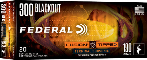 Federal Fusion Tipped .300 AAC Blackout 190 grain Polymer Tip ammunition