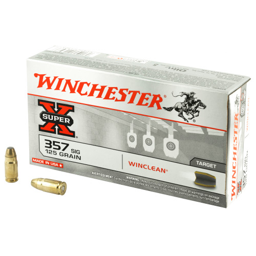 Winchester Ammunition Super X Winclean 357SIG 125 Grain Brass Enclosed Base Clean 50 Round Box WC357SIG