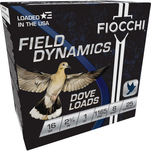 Fiocchi Field Dynamics Dove & Quail Shotgun Ammo 16 Gauge 2.75 in 1 oz #8