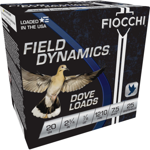 Fiocchi Field Dynamics Dove & Quail Shotgun Ammo 20 Gauge 2.75 in 7/8 oz #7.5