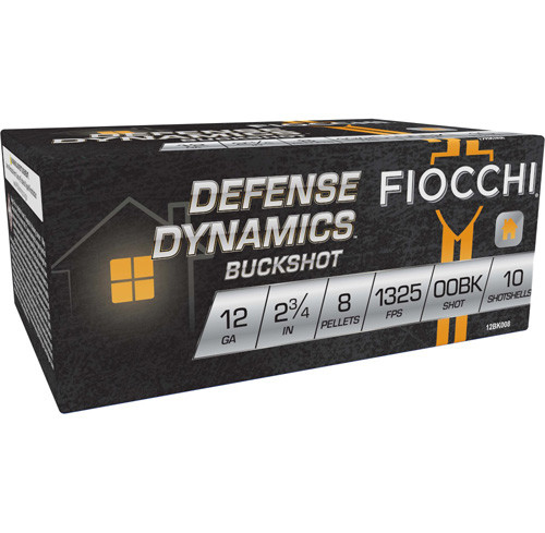 Fiocchi Defense Dynamics 8 Pellets Shotgun Ammo 12 Gauge 2.75 in 1 oz 00 Buck
