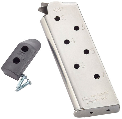 CMC Match Grade 7rd .45 ACP 1911 Officer Size Stainless/Black Pistol Magazine