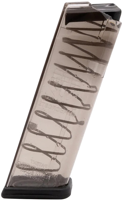 ETS Group 15rd 10mm Auto Clear Polymer Magazine Compatible with Glock 20/29/40