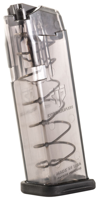 ETS 9mm 15-Round Standard Glock 19/26 Compatible Smoke Polymer Pistol Magazine SMKGLK19