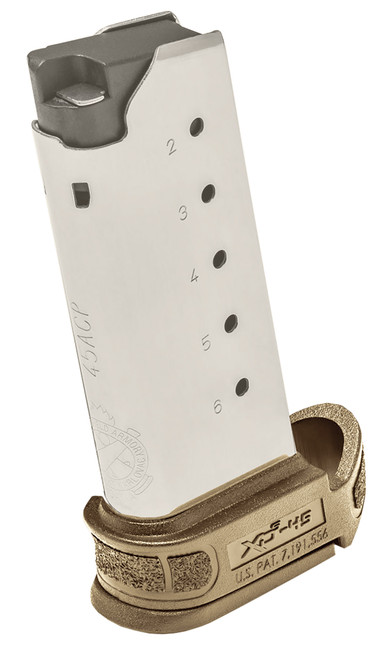 Springfield Armory XDSG5006FDE .45 ACP 6-Round Extended Stainless Steel Magazine for XD-S Mod2