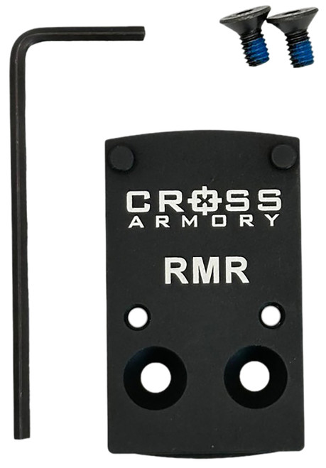 Cross Armory RMR Optic Adapter Plate for RMSC Cut Pistol Slides Lightweight Aluminum Black Oxide