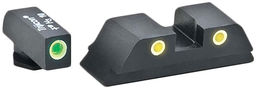 AmeriGlo GL5115 Classic Tritium Sight Set for Glock Gen 5 Green Tritium Yellow White Outline Rear