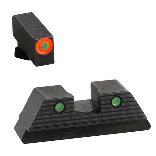 AmeriGlo GL818 ProGlo Trooper Glock MOS Sight Set Green Tritium Orange Outline Front Rear Sights