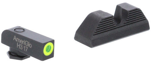 AmeriGlo GL352 Glock 42/43/43X/48 Protector Iron Sight Set Green Tritium LumiGreen Front Black Rear