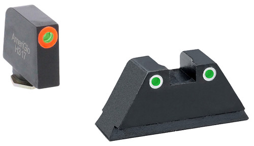 AmeriGlo GL331 Glock Suppressor-Height Sight Set Green Tritium Orange Outline Front Green Tritium White Rear