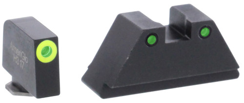 AmeriGlo GL252 Glock Optic Compatible XL Tall Tritium Sight Set - LumiGreen Outline Front / Black Outline Rear