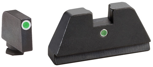 AmeriGlo GL191 Glock Optic Compatible XL Tall Sight Set - White Outline Front / Green Tritium I-Dot Rear Sight