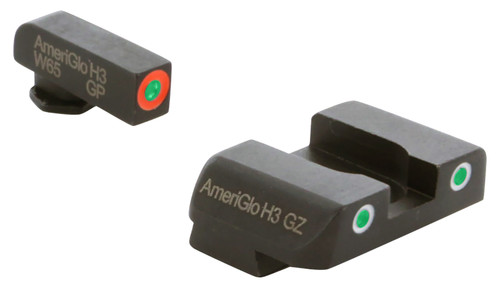 AmeriGlo GL241 Green Tritium Orange Outline Front & White Outline Rear Custom Classic Sight Set for Glock