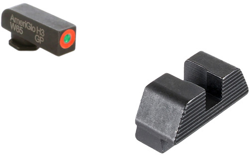 AmeriGlo GL433 Green Tritium Orange Outline Protector Sight Set for Glock – Black Serrated Rear