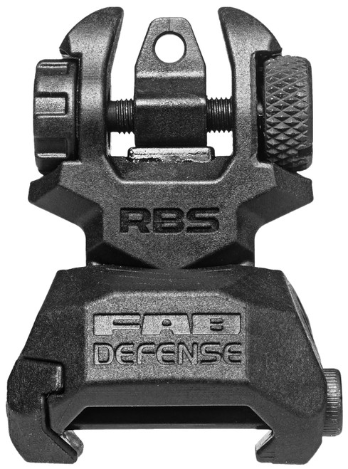 FAB Defense FXRBS Spring-Locked Folding Rear Back-Up Iron Sight for AR-15/M4 Black Polymer & Metal