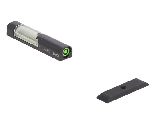 Meprolight FT Bullseye Green Tritium Fiber Optic Front Sight Black Frame Glock Gen 1-5 Post Mount