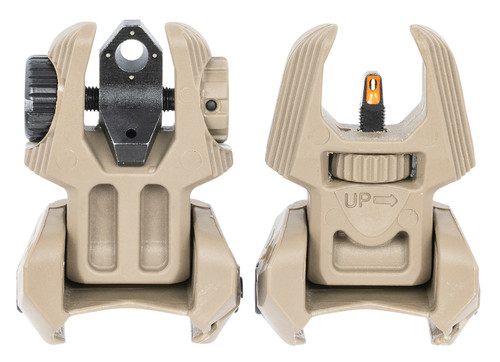 Meprolight FRBS 403440 Flip-Up Backup Sight Set AR-15 Orange Tritium Front Green Rear Desert Tan