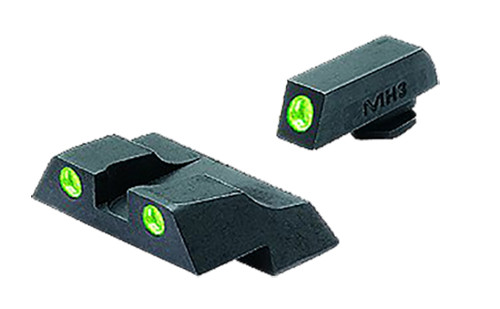 Meprolight Tru-Dot Fixed Green Tritium Front & Rear Night Sight Glock 26 and 27 Dovetail/Post