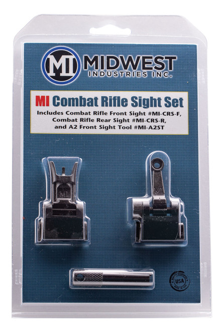 Midwest Industries Combat AR-15 Flip Front & Rear Sight Set Black with A2 Front Sight Tool