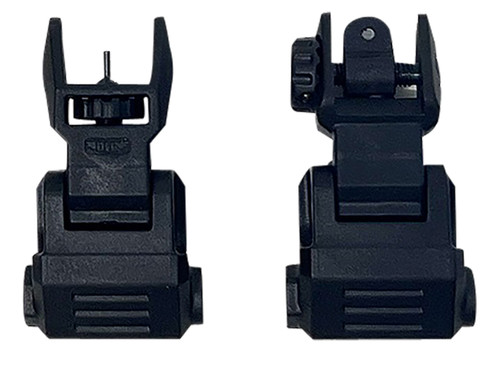 NcStar Picatinny Low Profile Folding Iron Sight Set Black Polymer Adjustable Windage & Elevation