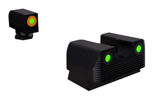 Rival Arms Green Tritium Orange Outline Front & Black Outline Rear Night Sights for Glock 42/43/48