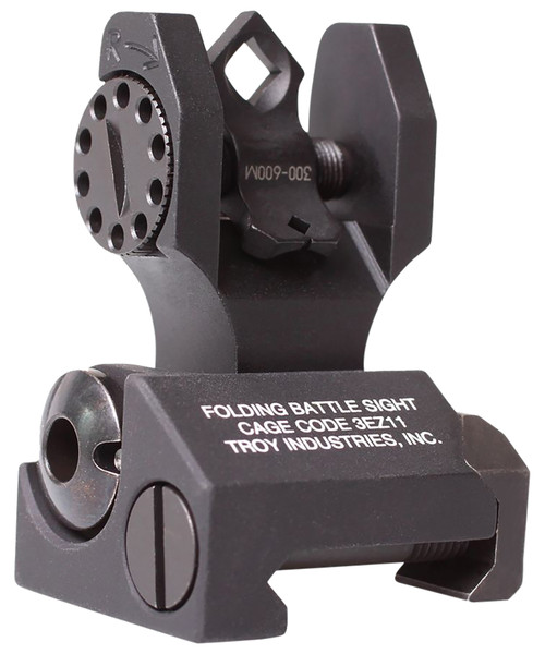 Troy Ind SSIGDOARFBT00 Dioptic Folding Rear BattleSight Black Anodized for AR-15 Rifles