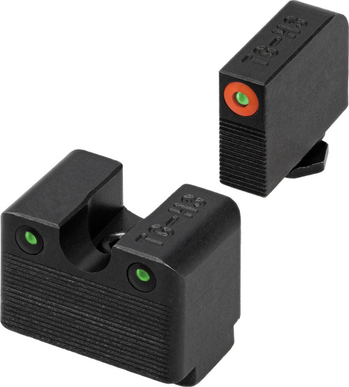 TruGlo Tritium Pro Black Green Tritium Orange Outline Front Sight Green Rear Sight Set
