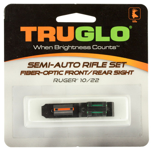 TruGlo Ruger 10/22 Fiber Optic Sight Set TG111W Windage/Elevation Adjustable Red/Green (Non-Takedown)