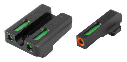TruGlo TG13SG2PC TFX Pro Green Tritium Fiber Optic Front and Rear Sight with Orange Outline