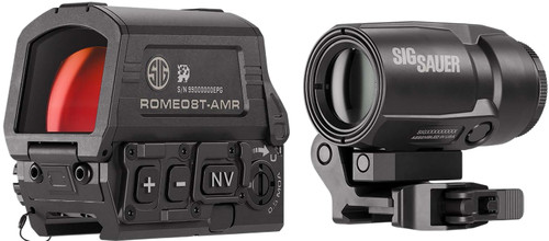 Sig Sauer Electro-Optics SORJ8T101 Romeo8T- AMR W/Juliet3T Micro Magnifier Black 1x40mm/3x22mm Quad Ballistic Circle Dot 2.0 Reticle