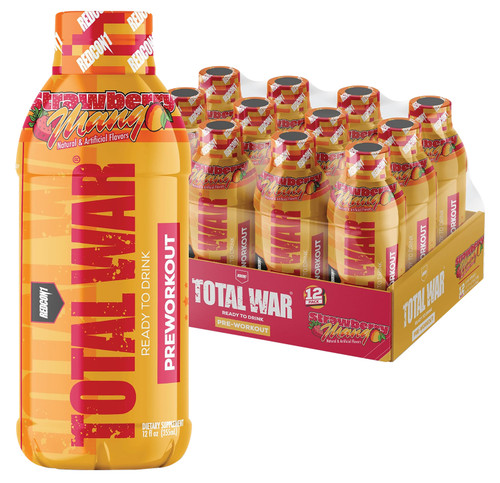 Redcon1 RC1TWRTDSM12 Total War Ready to Drink Strawberry Mango 12 Pack 810044570168